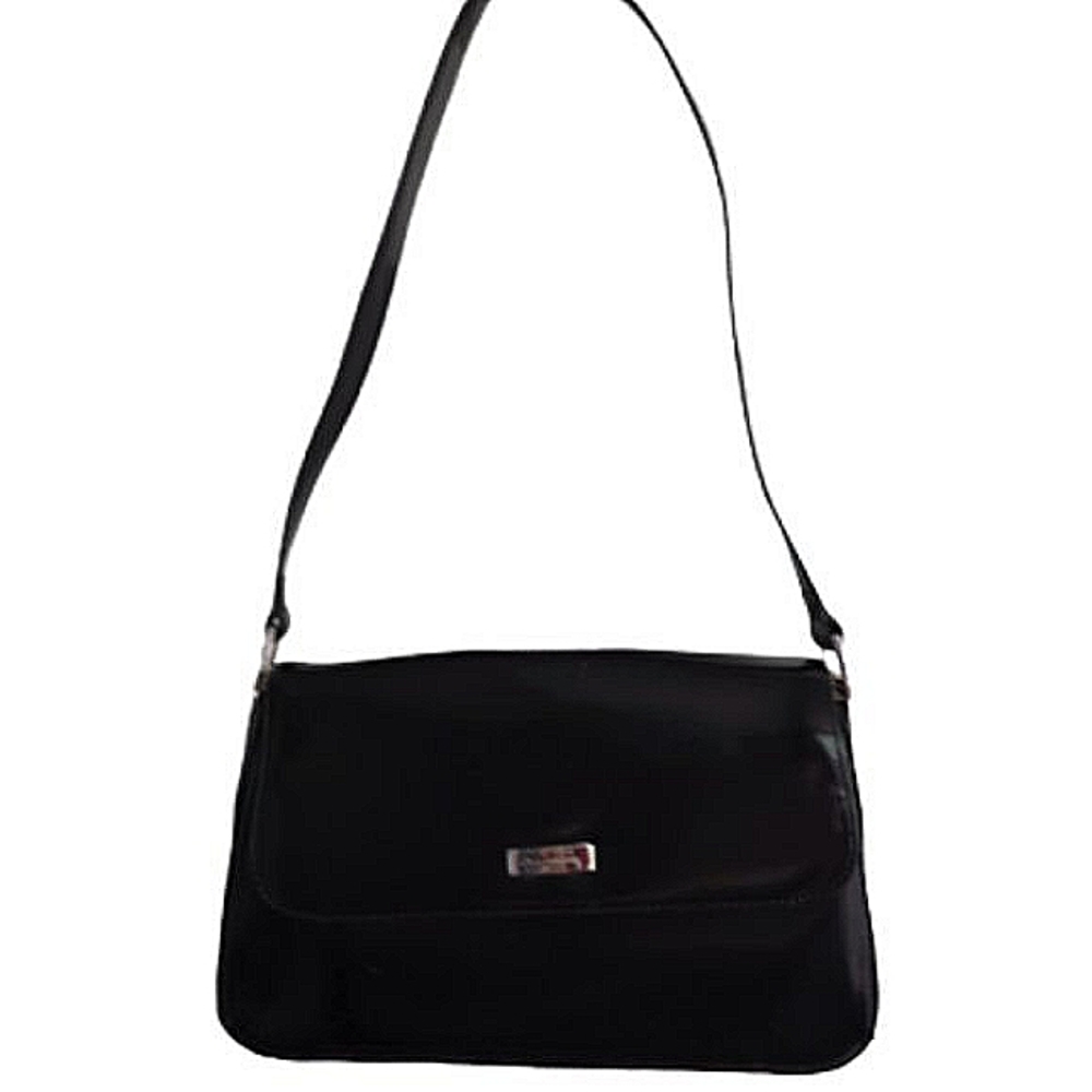 Liz Claiborne Black Faux Leather Shoulder Bag w/Organizer